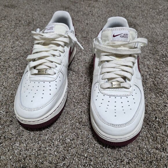 Nike Air Force 1 Low White Maroon Leather Men’s Size 8 DB4455-100 main image 9